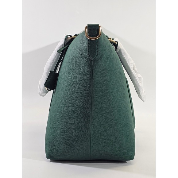 Maison de Sabre Large Leather Weekender Bag Emerald Green Duffel Tote Carry On - Picture 13 of 17